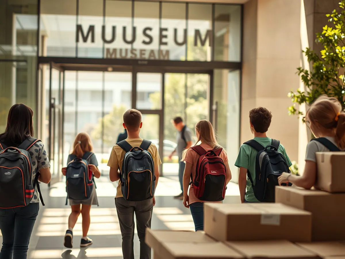 好时光研学旅行学生团队在博物馆前集合